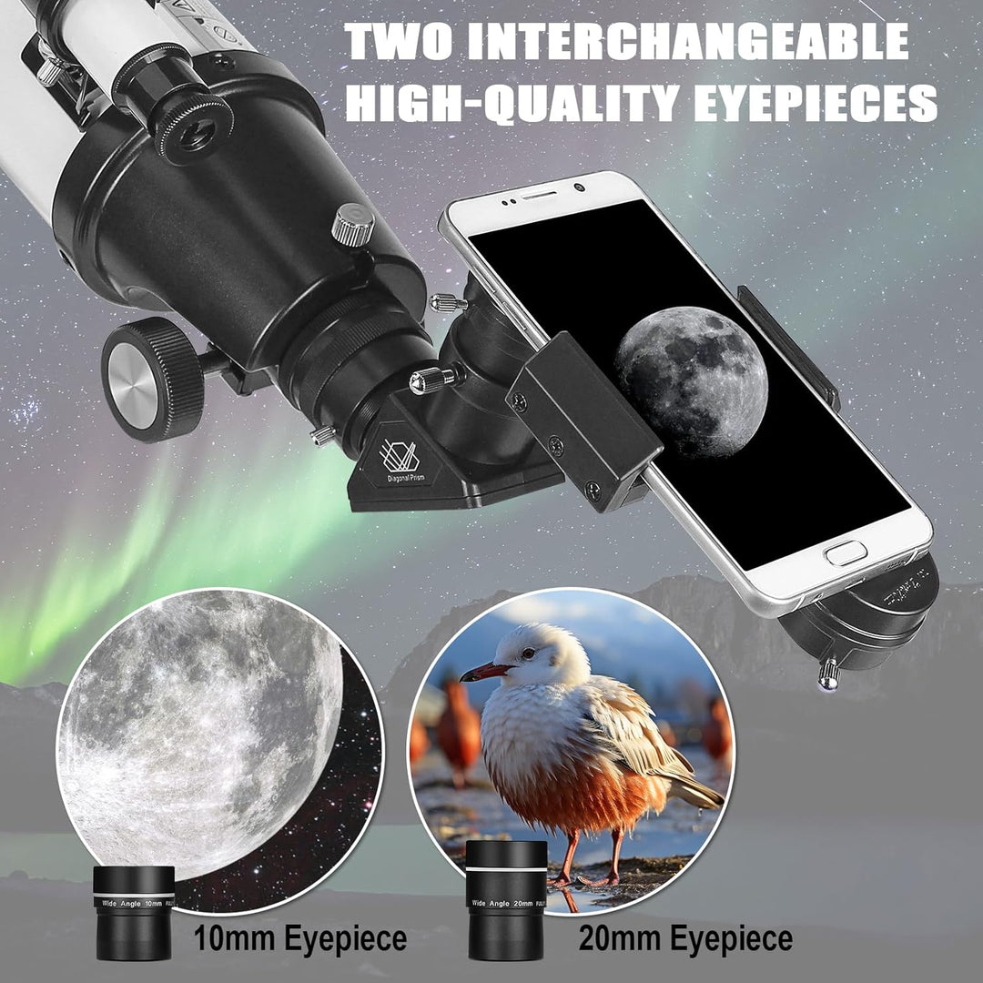 Celticbird 80AZ-Teleskop für Erwachsene, leistungsstarke Reiseteleskope für Astronomie-Anfängergesch