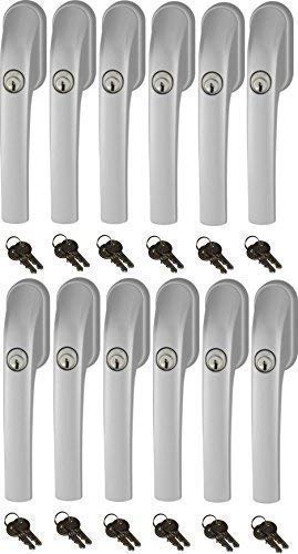 Abus FG300 abschliessbarer Fenstergriff, Silber, im Set 12 Stück alle gleichschliessend mit insgesam