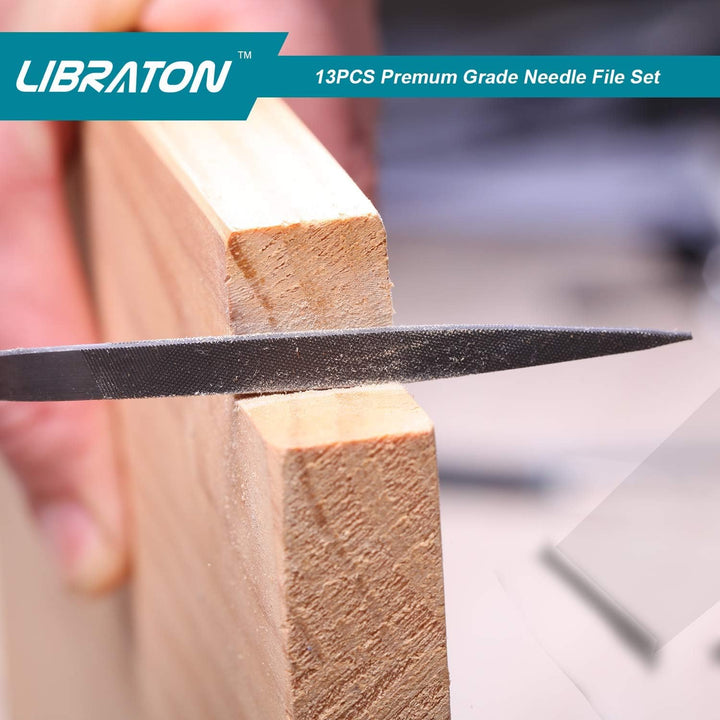 LIBRATON Nadelfeilen, Feilenset, Schlüsselfeilen, Diamant Feilen 13tlg, Holz und Metall, Mini Feilen