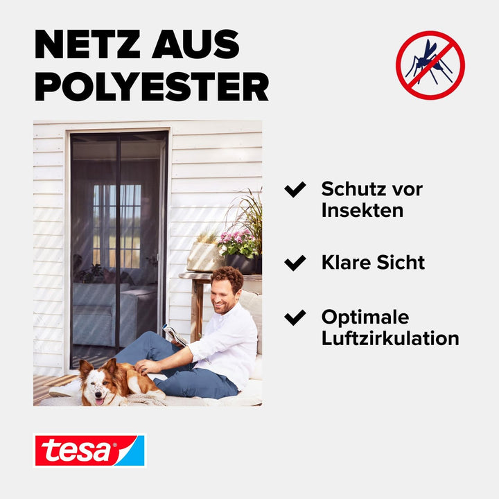 tesa INSECT STOP Magnetvorhang XL - 2,4 m x 1,2 m Anthrazit 120 cm x 240 cm, 120 cm x 240 cm