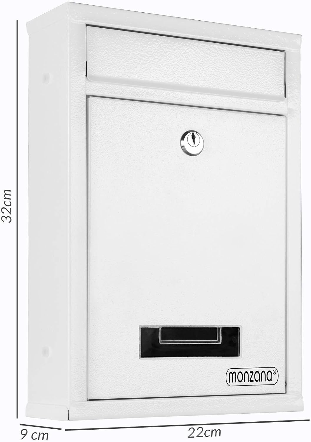 MONZANA® 6X Briefkasten Weiss inkl. 2 Schlüssel Namensschild abschliessbar Mailbox Briefkastenanlage