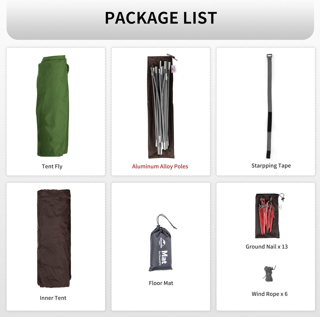 Naturehike Cloud-Up 3 Ultraleichtes Zelt 3-Personen Rucksack Zelt zum Wandern Camping im Freien 20D