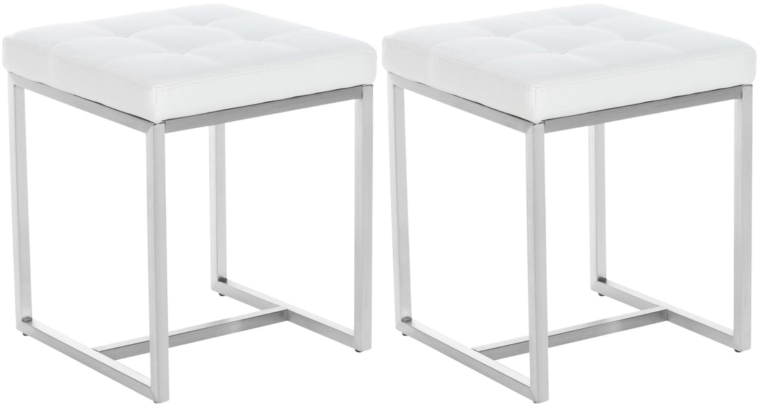CLP 2er Set Edelstahl-Sitzhocker Barci Kunstleder I Moderne Hocker Mit Hochwertiger Polsterung Und B