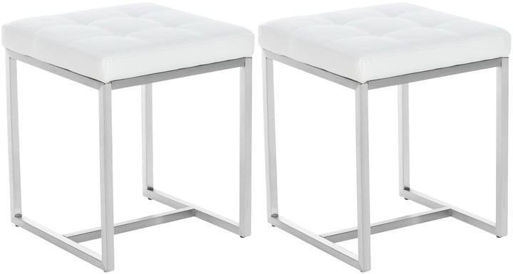 CLP 2er Set Edelstahl-Sitzhocker Barci Kunstleder I Moderne Hocker Mit Hochwertiger Polsterung Und B