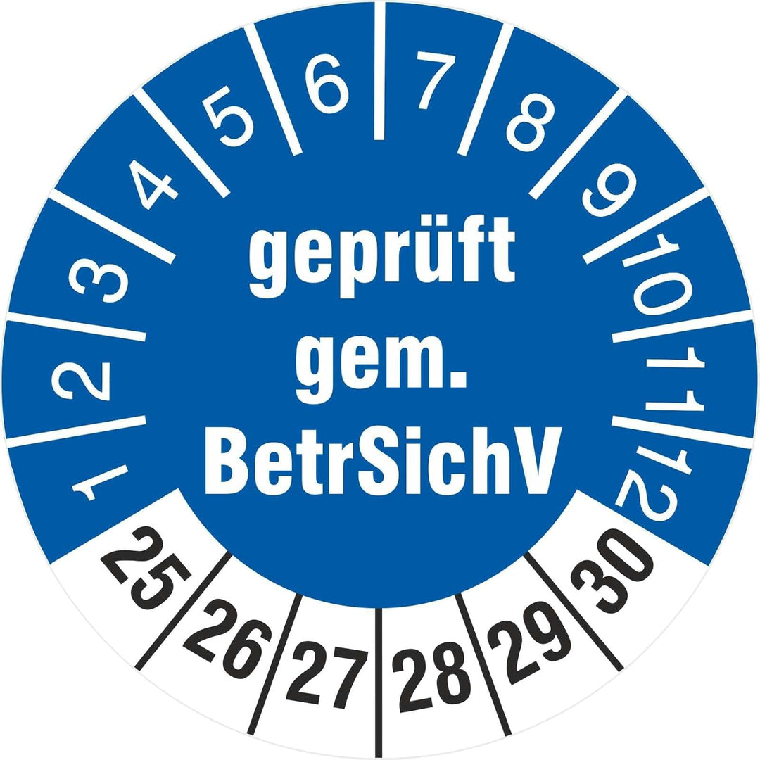 2500 Prüfetiketten 18 mm geprüft gemäss BetrSichV 2025-2030 BGI 694 Prüfplakette 2500 18mm Durchmess