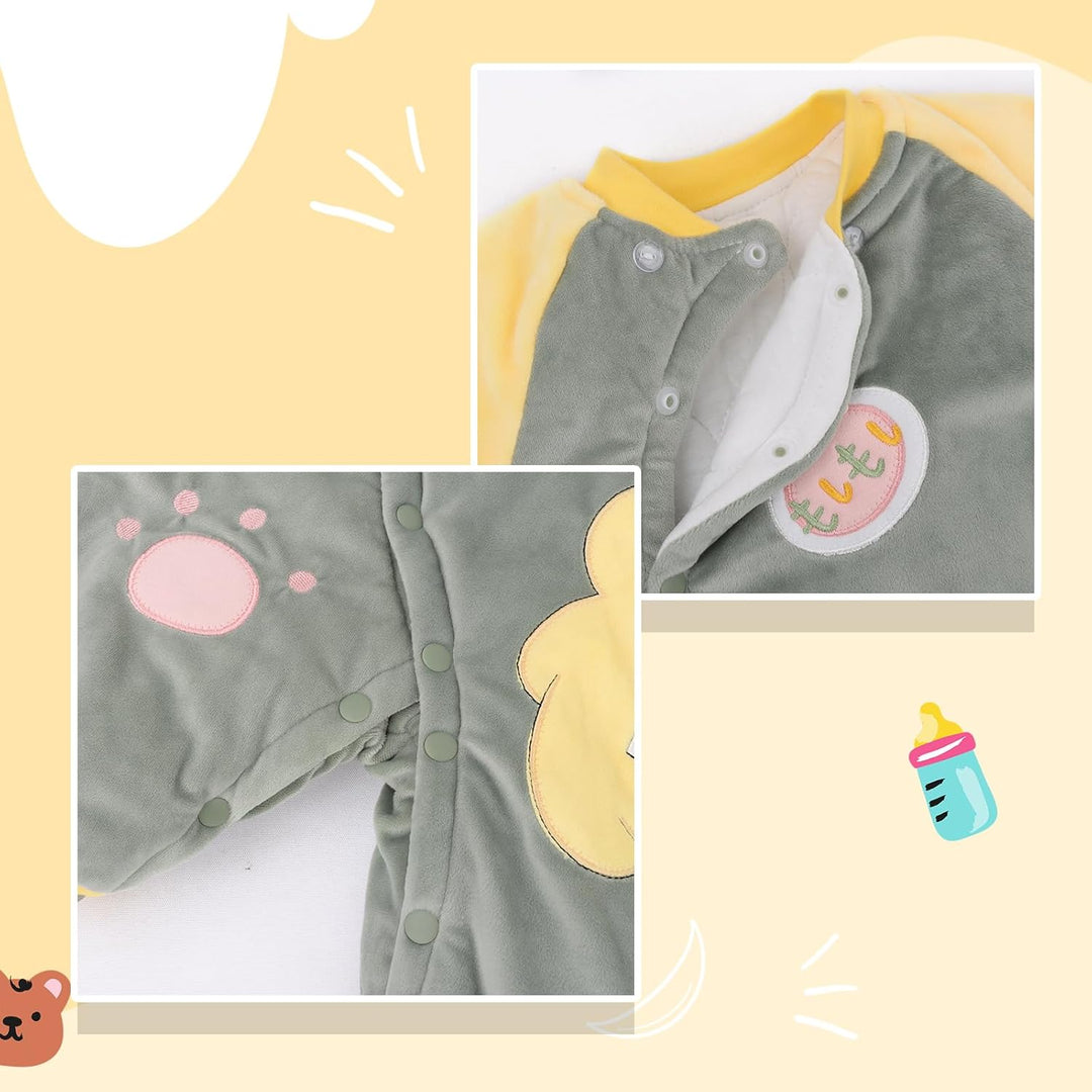 Baby Overall Mit Kapuze Füsslinge Strampler Schneeanzüge Karikatur Jumpsuit Unisex Winter Kleidungss