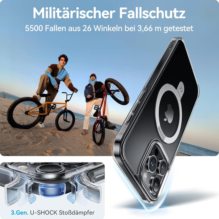 CASEKOO Speziell für iPhone 16 Pro Hülle mit MagSafe & Unsichtbarer Ständer [Militärschutz] [Vergilb