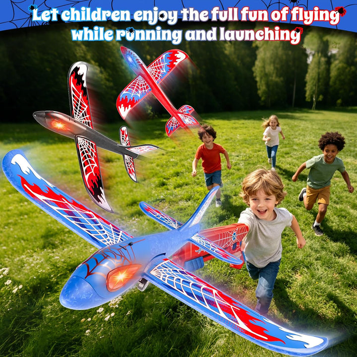 Doloowee Flugzeug Spielzeug für Jungen 3 4 5 6 Jahre, 3 Schaumstoff-Flugzeuge mit 1 Launcher, 2 Flug