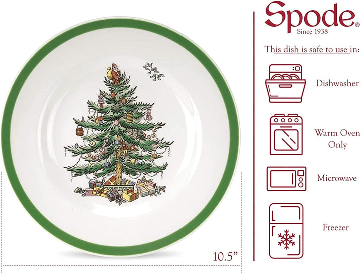 Spode Christmas Tree 25,4 cm Essteller-Set mit 4 Stück – Geschirr im Weihnachtsdesign (grün)