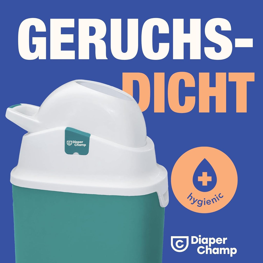 Geruchsdichter Windeleimer Diaper Champ ONE Windelbehälter funktioniert mit normalen Tüten Müllbeute