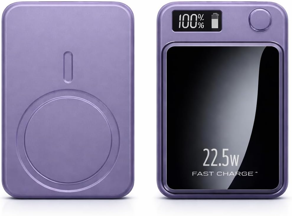 Magnetische Powerbank 10000mAh Mini 22.5W PD Schnellladen mit LED Display – kompatibel mit Samsung,