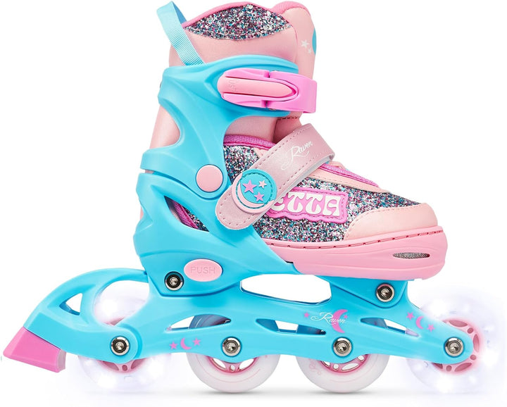 RAVEN 4in1 Inline Skates Triskates Rollschuhe Schlittschuhe Inliner für Kinder Mädchen verstellbar m