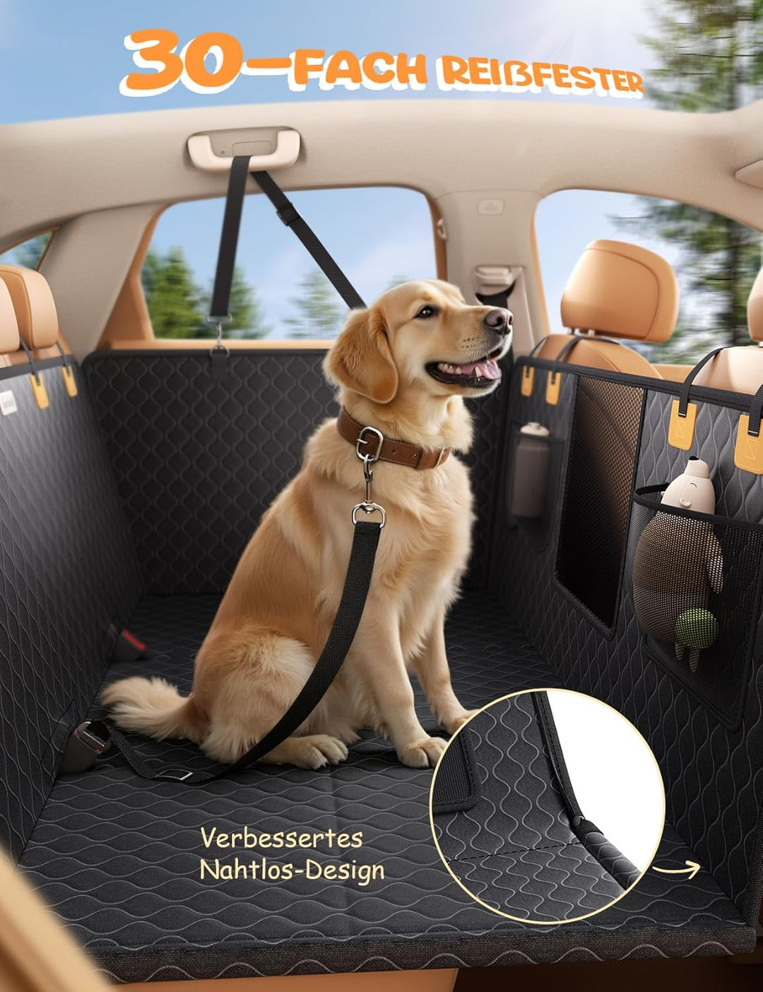 Lamicall Hundedecke Auto Rückbank, Autoschondecke Hund - [TOP Reissfestigkeit] wasserdichte Hundemat