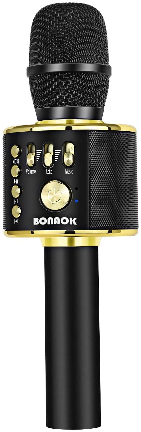 BONAOK Karaoke Mikrofon, 3 in 1 Kabelloses Bluetooth Mikrofon, Kinder Mikrofon Lautsprecher Maschine
