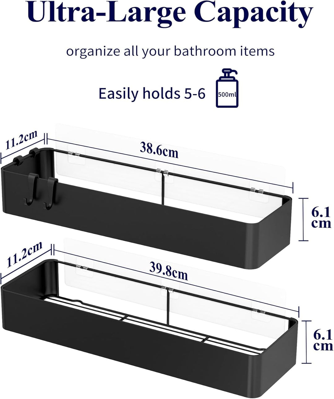 Kitsure Duschablage ohne Bohren - 2 Stück rostfreie Badezimmer Organizer, schnell trocknende Badrega