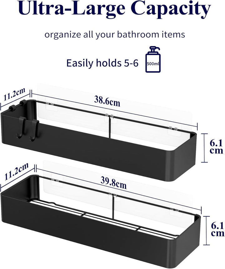 Kitsure Duschablage ohne Bohren - 2 Stück rostfreie Badezimmer Organizer, schnell trocknende Badrega