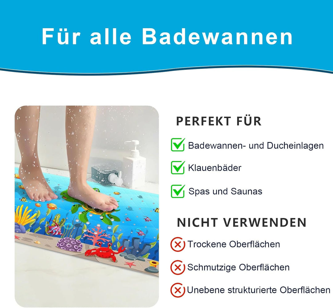 XIYUNTE Badewannenmatte rutschfest Kinder - 100% BPA frei, Extra Komfortabel Antirutschmatte Badewan