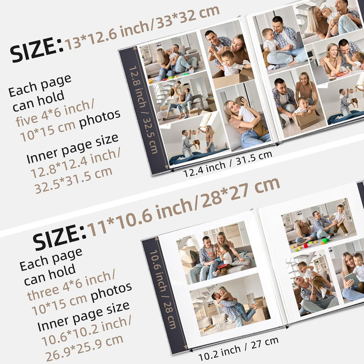 Vienrose Fotoalbum, selbstklebend, 10,2 x 15,2 cm, 12,7 x 17,8 cm, 21,6 x 27,9 cm, Scrapbook mit Met