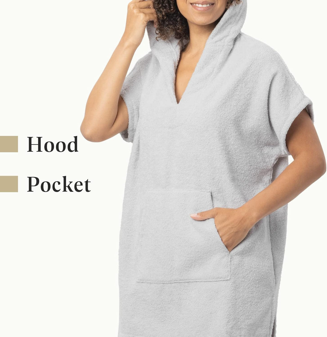 HOMELEVEL Poncho Damen Frottee - Badeponcho Badetuch aus 100% Baumwolle - Handtuch für Strand Sauna