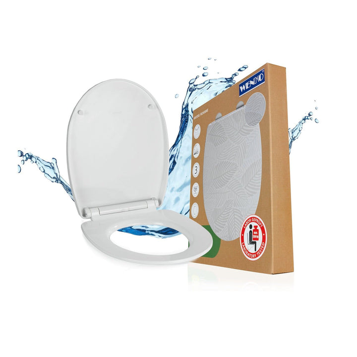 WENKO WC Sitz Mod. Roanne, Toilettendeckel mit Absenkautomatik, Relief-Druck und Blätter-Motiv, hohe