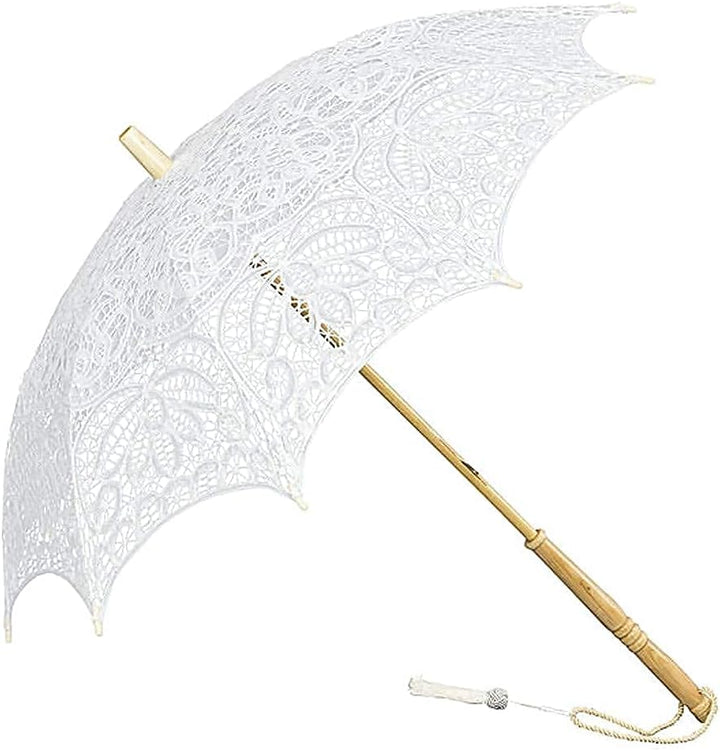 VON LILIENFELD Hochzeitsschirm Brautschirm Vivienne Spitze Deko Sonnenschirm weiss, weiss