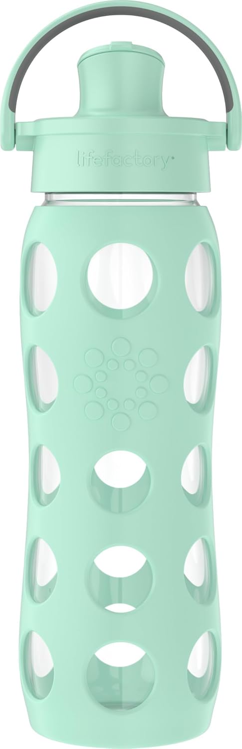 Lifefactory Active Flip Cap Glas-Wasserflasche, 625 ml, Minzgrün, 651 ml Mint