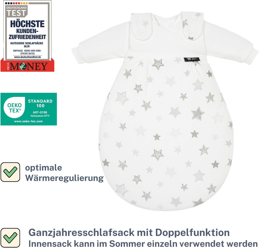 Alvi Baby Mäxchen Original | Babyschlafsack 3-teilig Aussensack & zwei Innensäcke | Kinderschlafsack