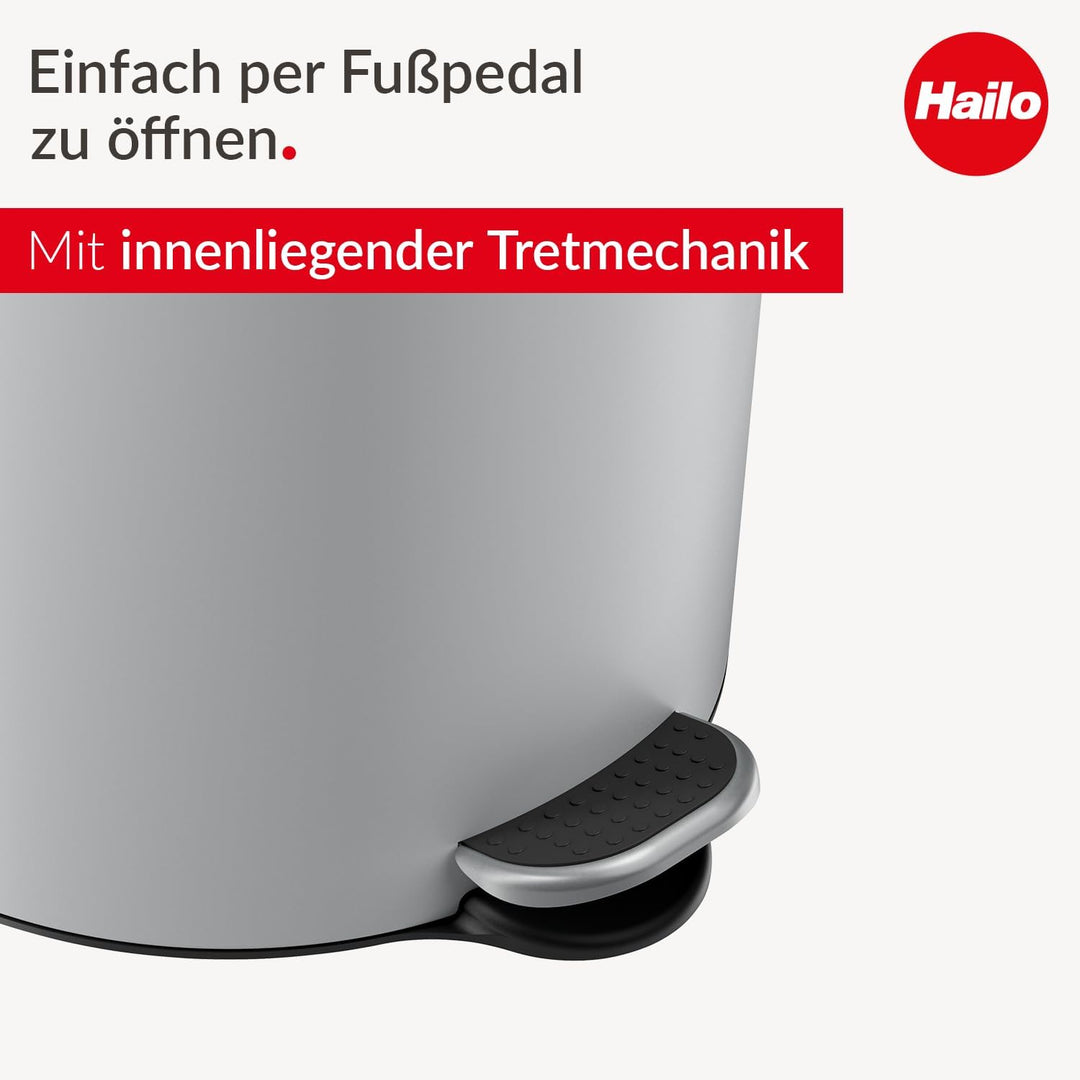 Hailo Selekta runder Tretmülleimer mit Soft Close Deckel - 30L Fassungsvermögen - herausnehmbarer In