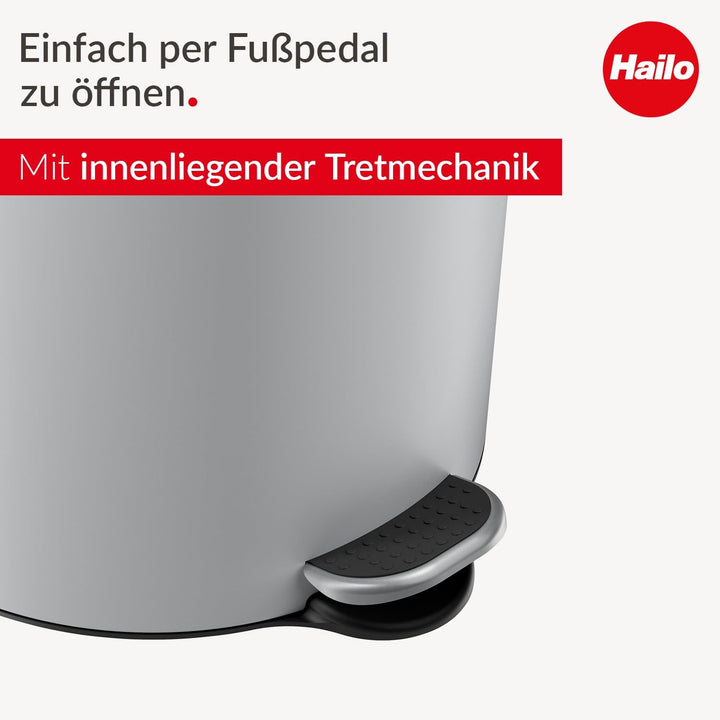 Hailo Selekta runder Tretmülleimer mit Soft Close Deckel - 30L Fassungsvermögen - herausnehmbarer In