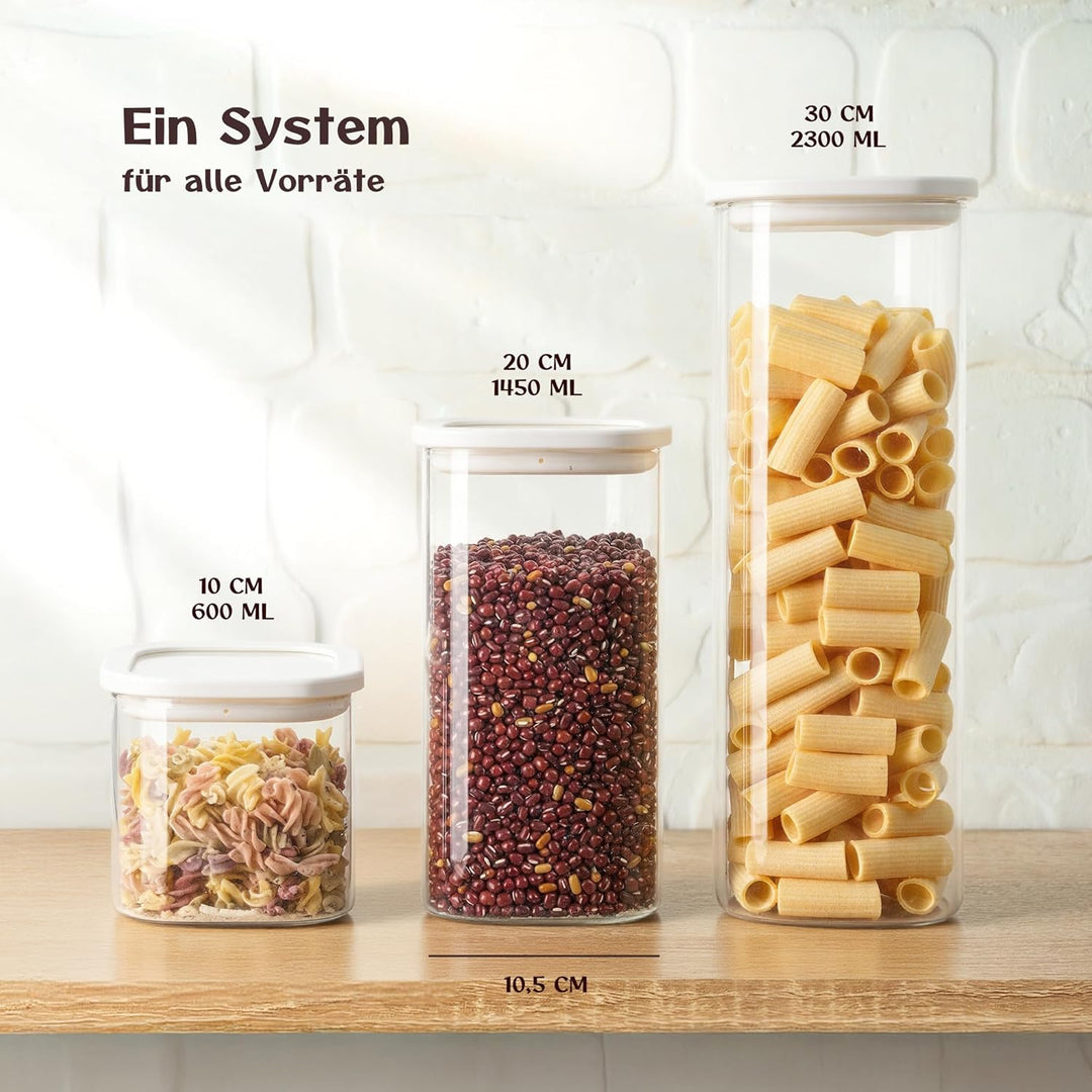 Vorratsgläser mit Deckel (2 x 2300 ml) – Vorratsdosen Glas mit Deckel, luftdicht & mottensicher | ec