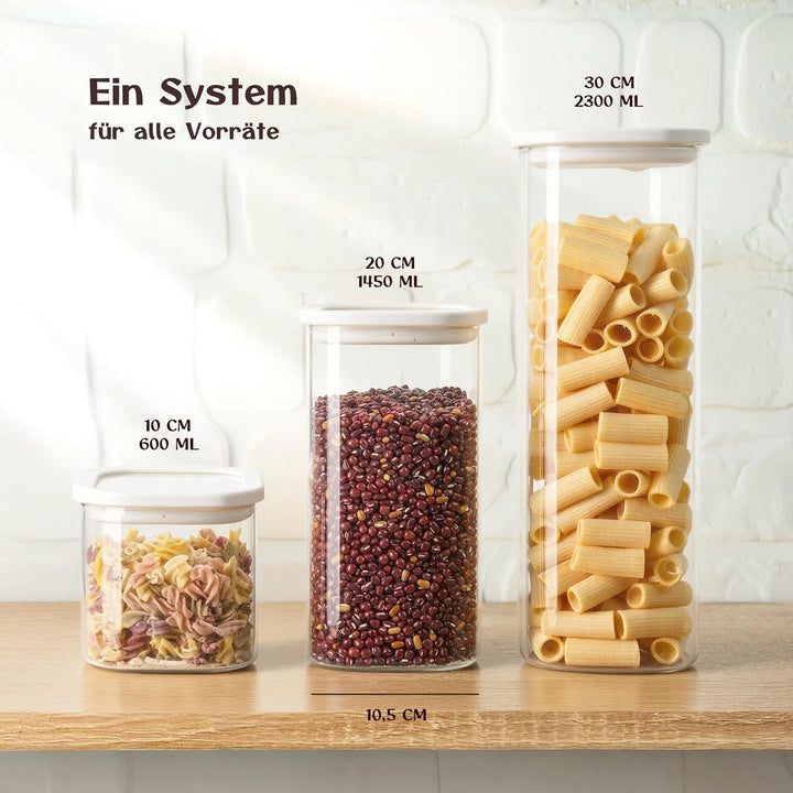 Vorratsgläser mit Deckel (2 x 2300 ml) – Vorratsdosen Glas mit Deckel, luftdicht & mottensicher | ec