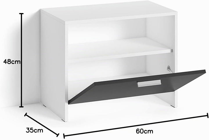 byLIVING Sitzbank Ben/Schuhschrank in matt weiss/Front schwarz/kleine Flur-Kommode mit Klappe und Ei