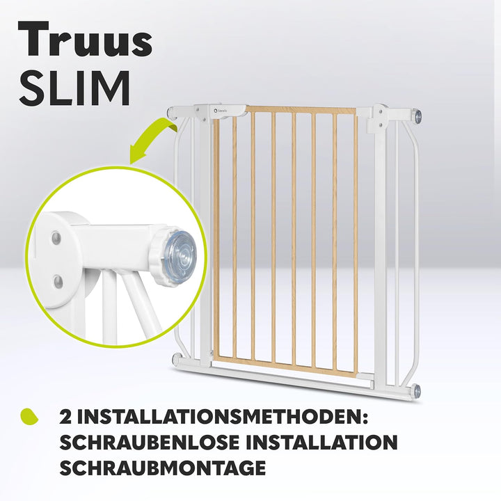 Lionelo Truus Slim Sicherheitstor, Verstellbare Breite von 75 bis 105 cm mit Press-Fit, Höhe 77 cm,