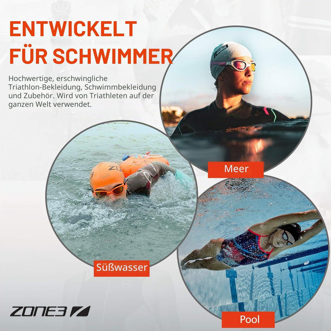ZONE3 Neopren-Schwimmkappe 4mm Neoprenhaube mit Kinnriemen Tauchkappe Verstellbar Sturmhaube Warm Ha