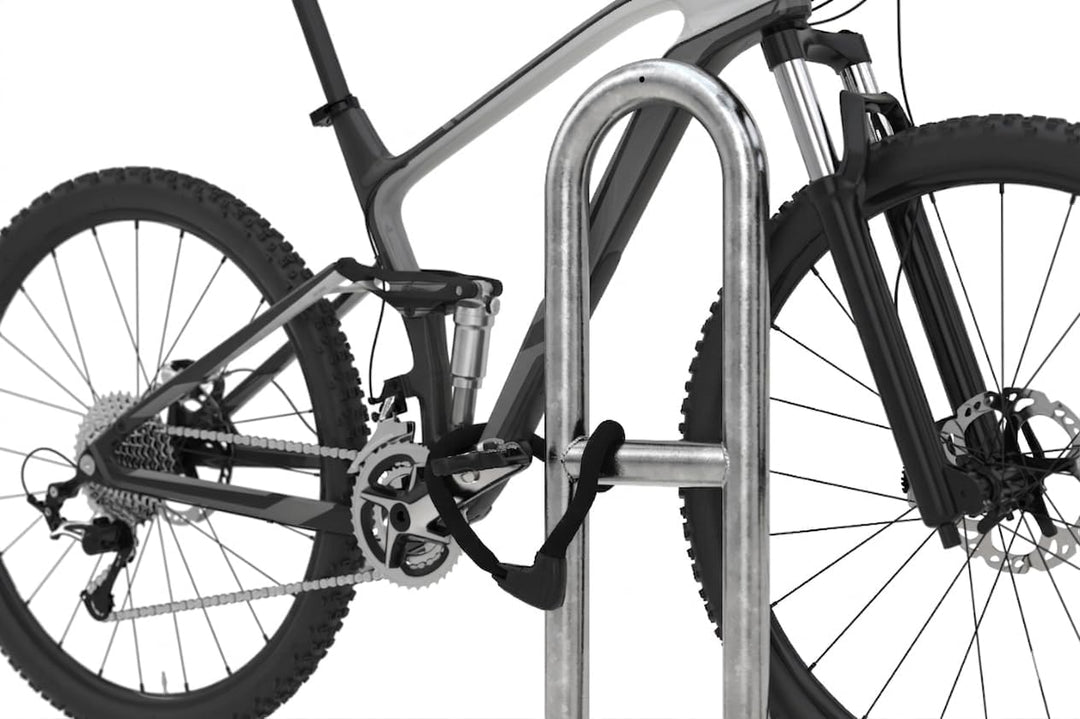 Fahrrad-Anlehnbügel 9521 | 350mm mit Knierohr | für 2 Fahrräder | zum Aufdübeln | Stahl verzinkt | B
