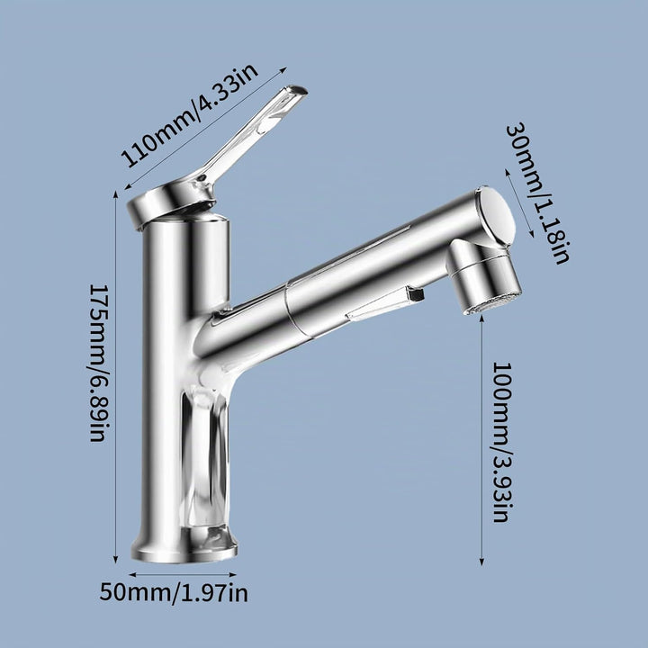 Waschtischarmatur mit Herausziehbarer Brause Wasserhahn Bad mit 3 Wasserstrahlarten Brause Kalt und