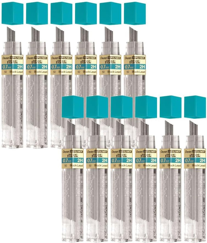 Pentel – Sich Hi-Polymer, 0,7 mm, Medium, 2H, 12/Pk, schwarz, verkauft als 1 Tube, Stift 502H