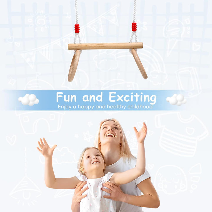 Holzschaukel,Turnringe aus Holz,Turngeräte für drinnen und draussen für Kinder,Ringschaukel,Turnscha