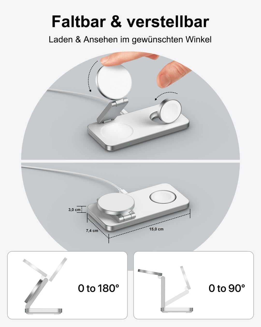 3-in-1 Ladestation für Samsung, Faltbar Kabelloser Ladegerät für Galaxy S26/S25/S24/S23/Z Fold/Flip