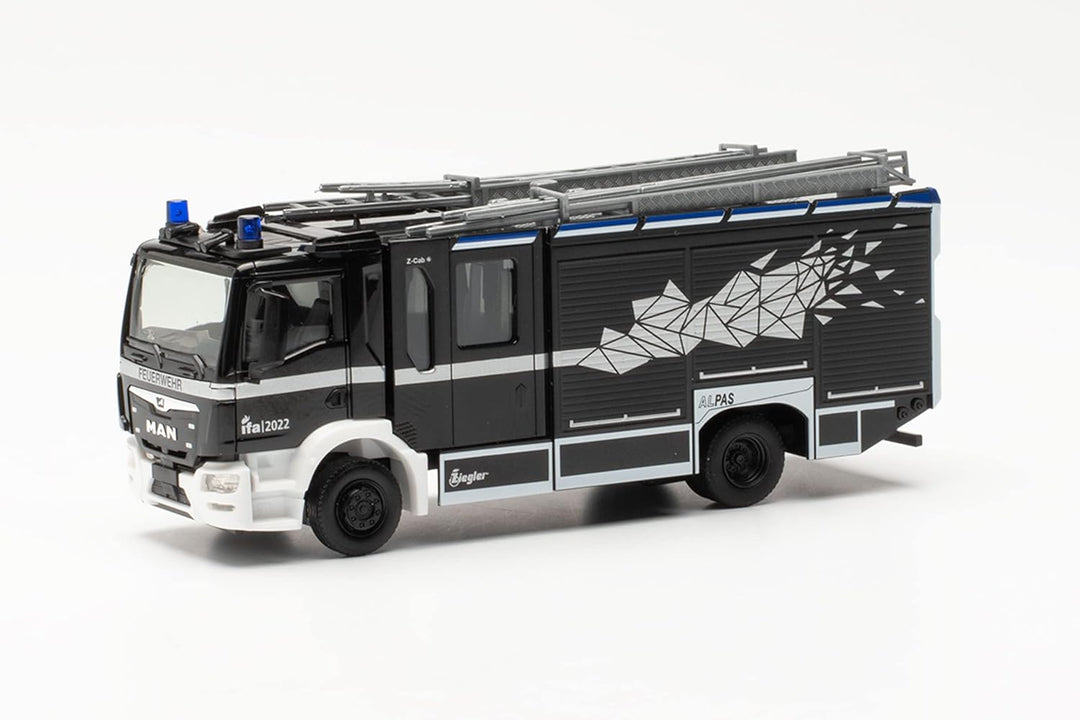 Herpa LKW Modell Man TGM CC Ziegler Z-Cab Interkantonales Feuerwehr-Ausbildungszentr. CH, im Masssta