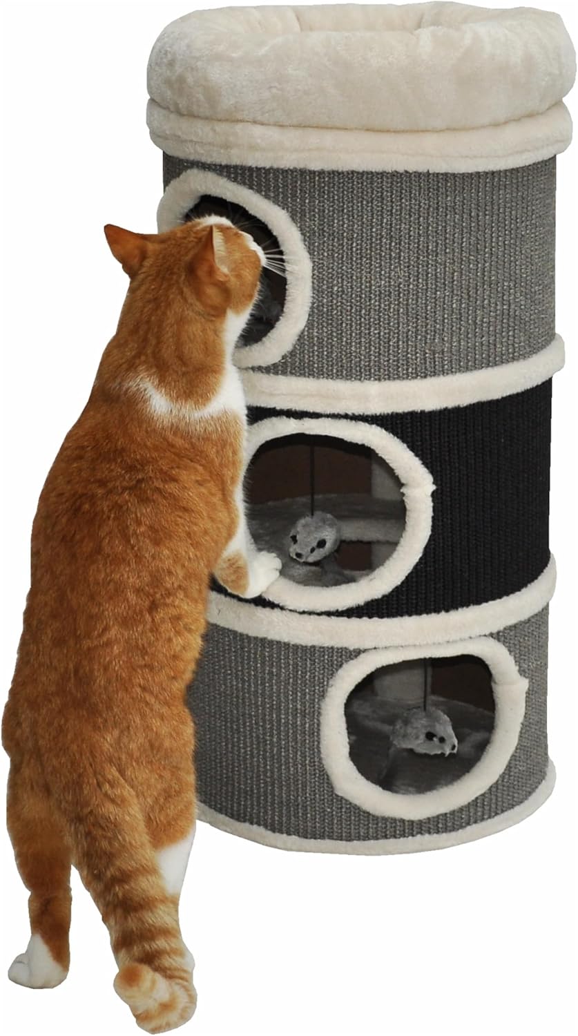 nanook Kratztonne Bella aus Sisal, Höhe 80 cm, Spieltonne für Katzen ø 35 cm, Katzenkratzbaum mit 3