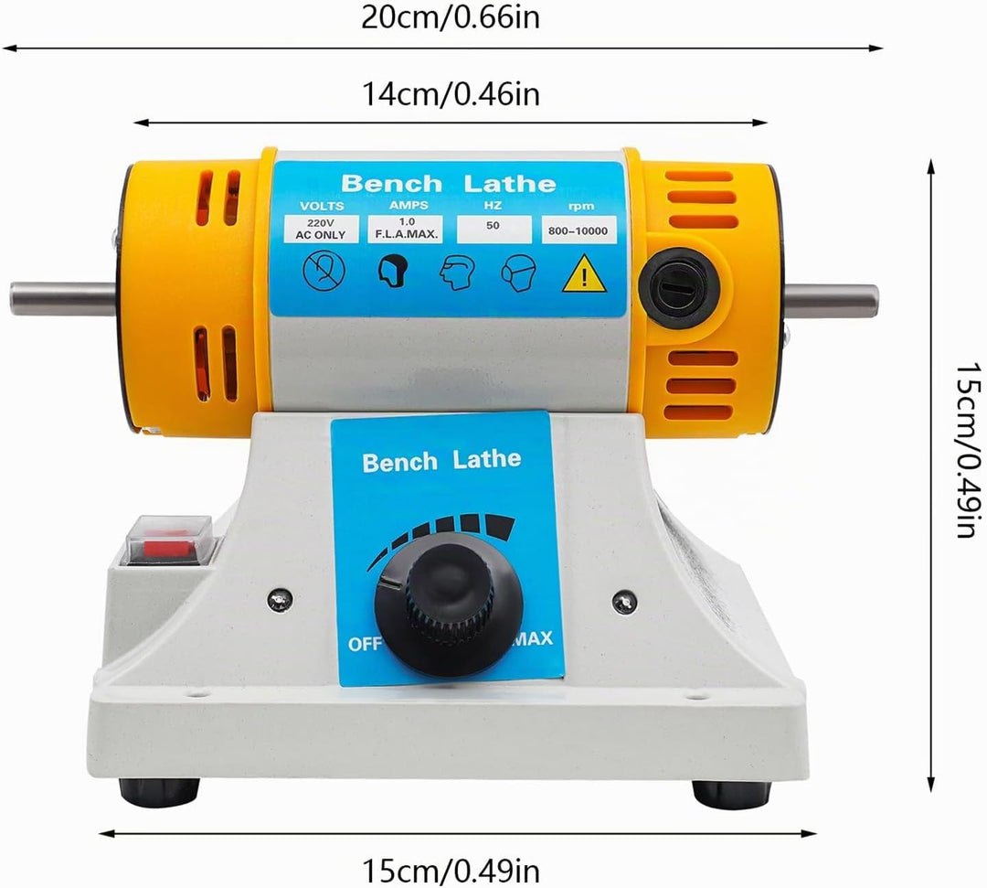 Tisch Poliermaschine Elektrisch, Schleifmaschine mit 2 Kegelspindeln und Faserrad, Schmuck Poliermas