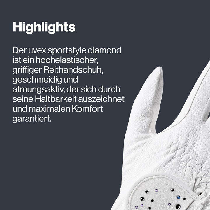 Uvex Unisex – Erwachsene Sportstyle Diamond Reithandschuhe 6.5 Weiss, 6.5 Weiss