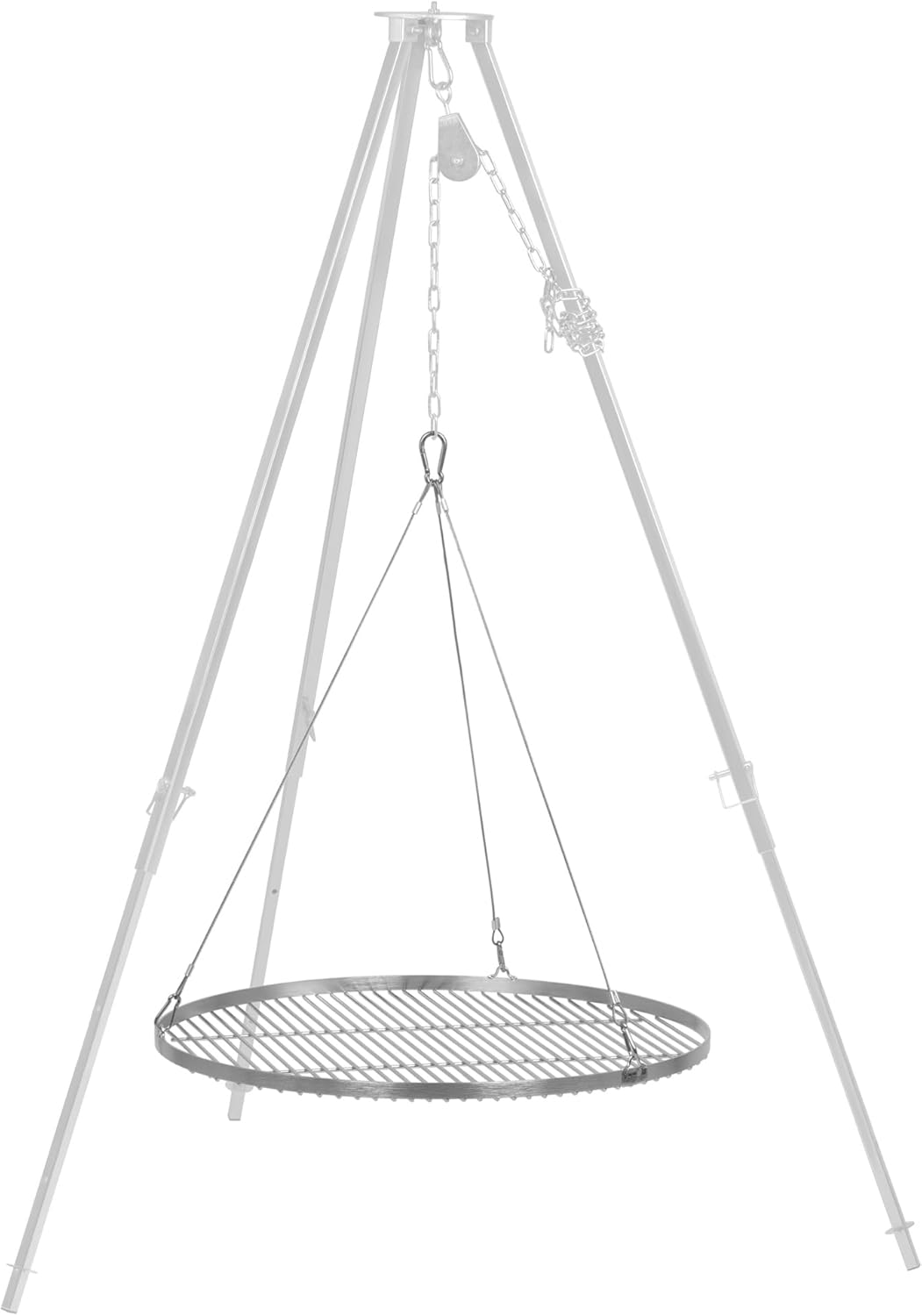 BBQ-Toro Edelstahl Grillrost Rund | Ø 70 cm | Grillgitter mit Seilaufhängung, Hängerost für Schwenkg