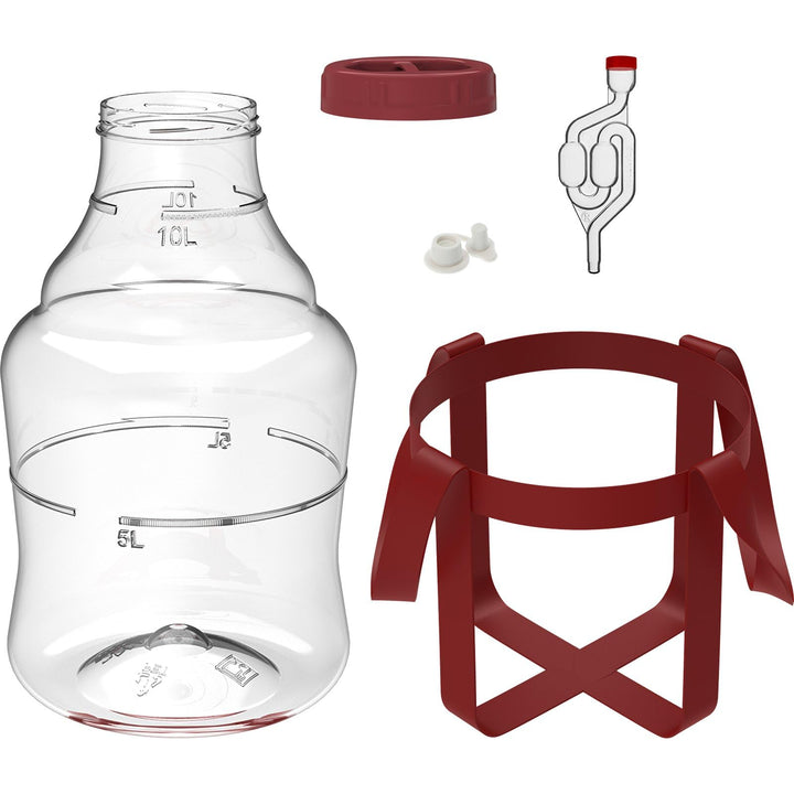lilawelt24 10 L Gärballon Weinballon Gärbehälter Flasche Weithalsballon Gummistopfen
