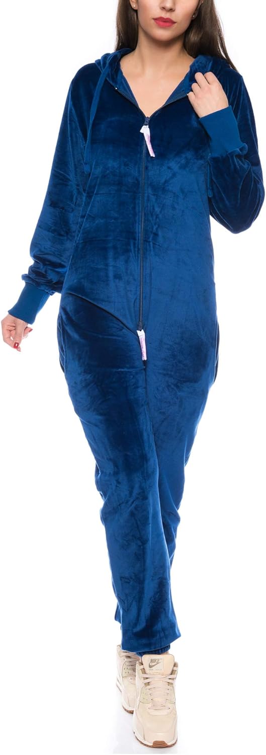 Crazy Age Damen Jumpsuit aus Samt (Nicki, Velvet) Wohlfühlen mit Style. Elegant, Kuschelig, Weich. O