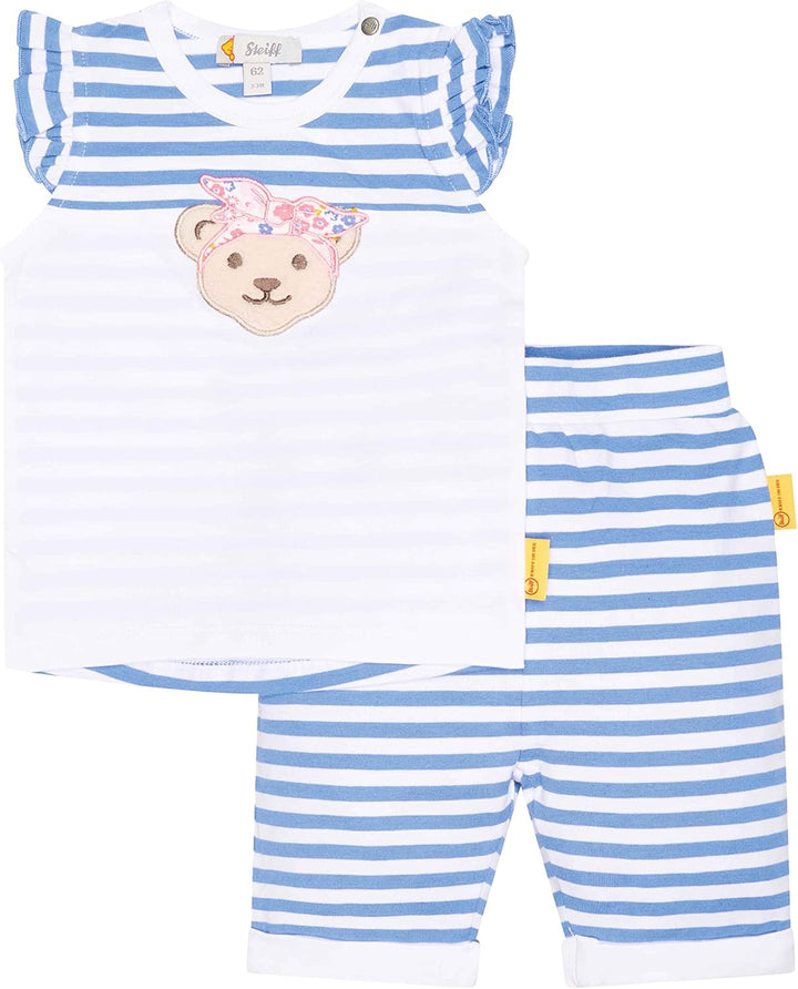 Steiff Baby-Mädchen Set Hose + T-Shirt Kurzarm Shorts 62 ULTRAMARINE, 62 ULTRAMARINE