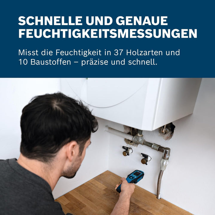 Bosch Professional Pin-Feuchtemessgerät GMP 1-13 (misst 37 Holzarten und 10 Baustoffe, Schutzklasse