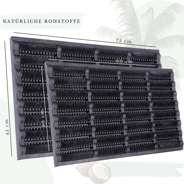 NYVI Outdoor Fussmatte KokosGUARD 40x60 cm Schwarz - Wetterfest, rutschfest, Robust - Fussabtreter m