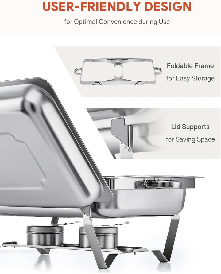 Wilprep Chafing Dish Edelstahl Buffet-Set Warmhaltebehälter Speisenwärmer Wärmebehälter Rechaud für